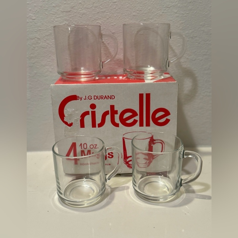 Vintage JG Durand French Cristelle Coffee/Tea Cup (Set of 4) Break Resistant